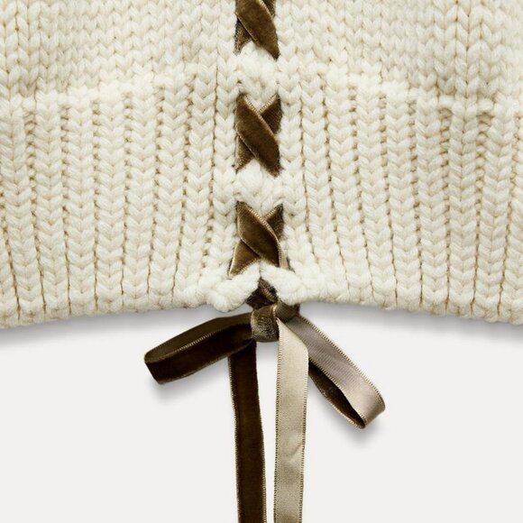 Zara beige open back sweater NWT, size US 4 - Picture 5 of 7